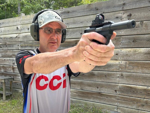 Todd Jarrett aiming handgun