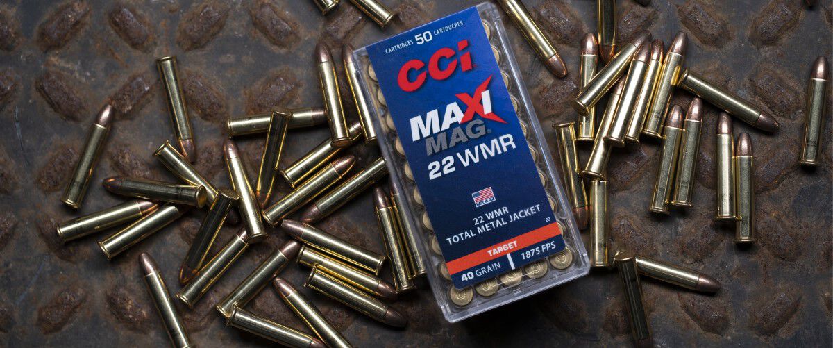 CCI Maxi Mag 22 WMR Packaging on top of Maxi Mag cartridges