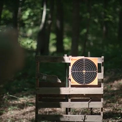 target in a wooded area