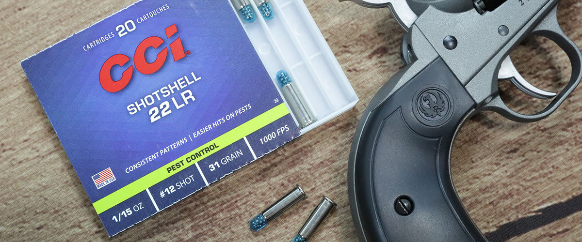 CCI Shotshell 22LR box, cartridges and revolver