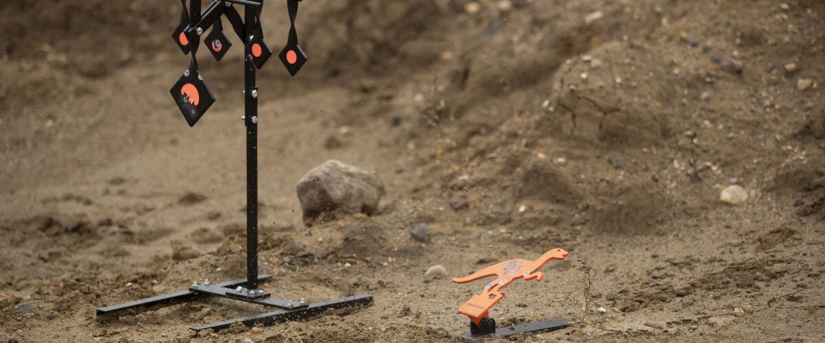 Metal targets sitting on the ground