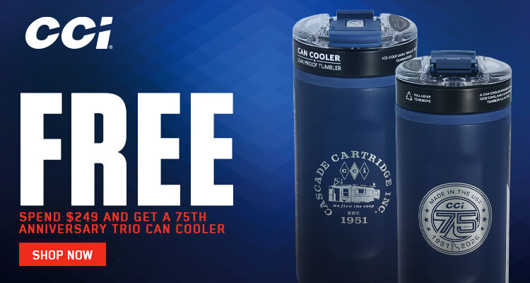 FREE; Spend $249 and get the 75th anniversary trio can cooler; Shop Now
