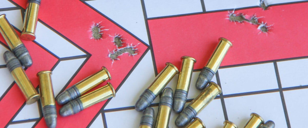 CCI cartridges laying on a shot target