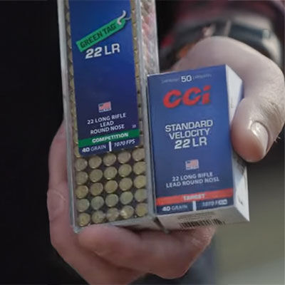 Dan Compton holding CCI's 22LR Green Tag and 22LR Standard Velocity