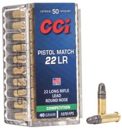 Pistol Match Packaging and cartridges