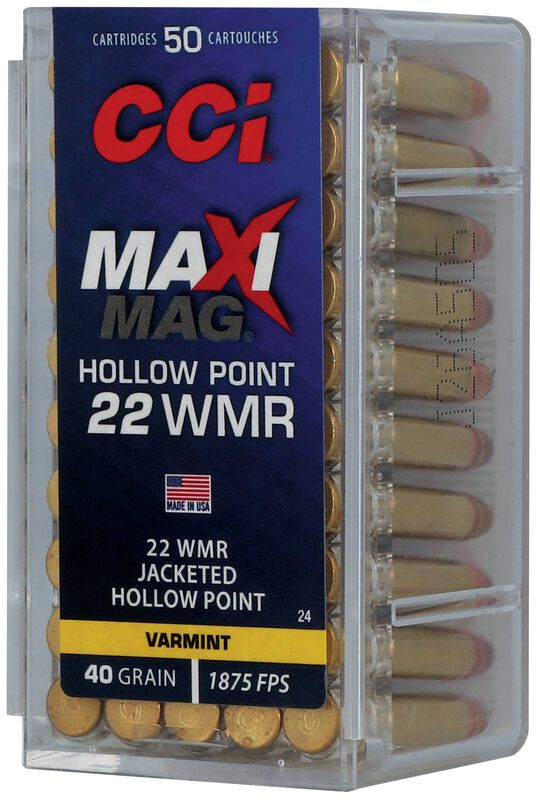 Maxi-Mag, 22 WMR, 40 Grain, Jacketed Hollow Point, 1875 fps