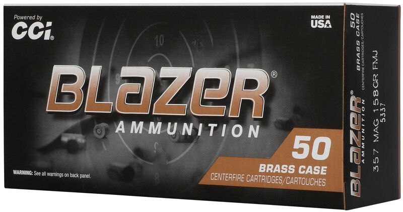 Blazer Brass, 357 Magnum, 158 Grain, Full Metal Jacket Flat Nose, 1250 fps