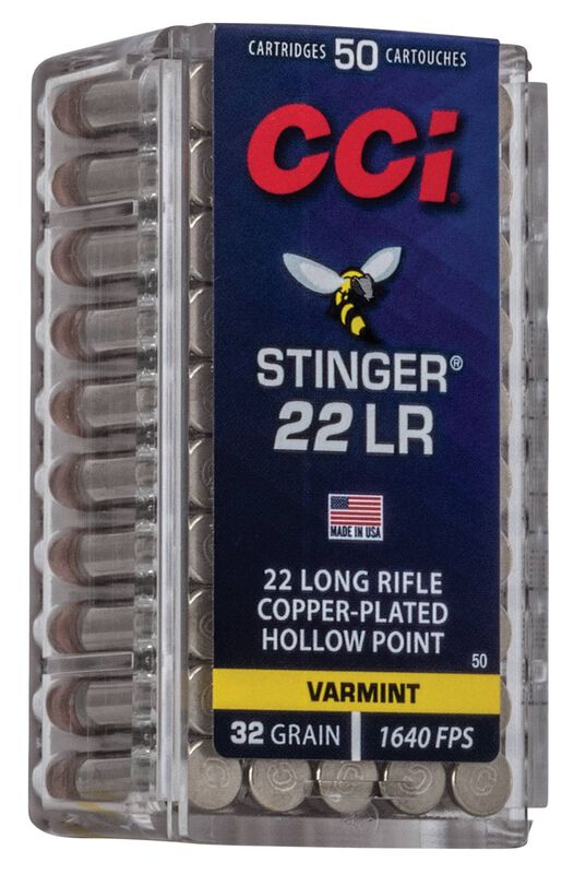 Stinger, 22 LR, 32 Grain, Copper Plated Hollow Point, 1640 fps