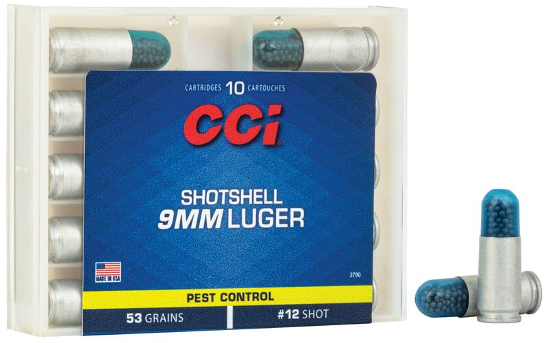 Pest Control Shotshell, 9mm Luger, 12 Shot, 900 fps
