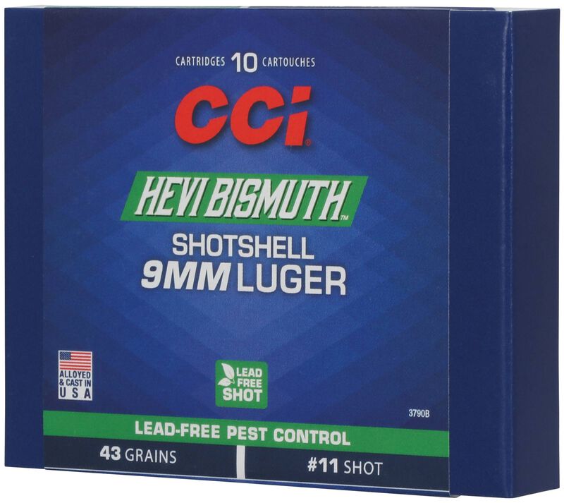 Pest Control Bismuth Shotshell, 9mm Luger, 11 Shot, 950 fps