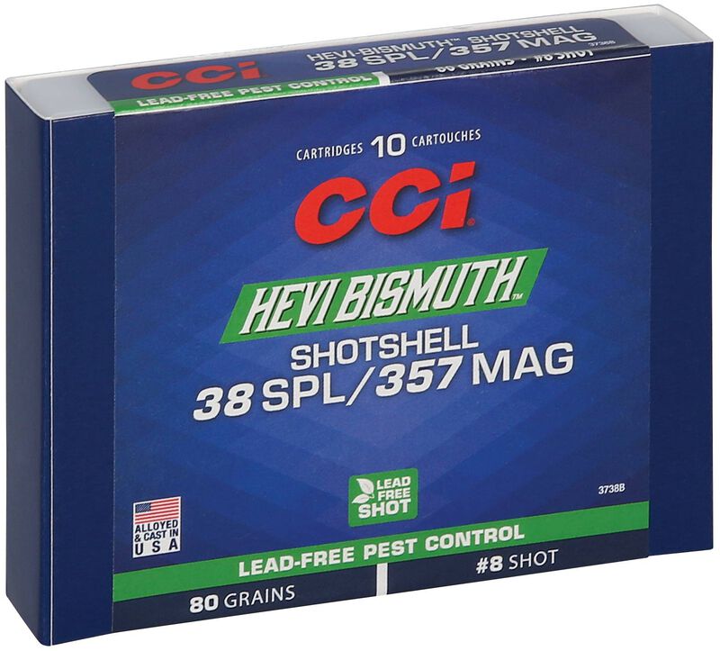 Pest Control Bismuth Shotshell, 38 Spl/357 Mag, 8 Shot, 1100 fps