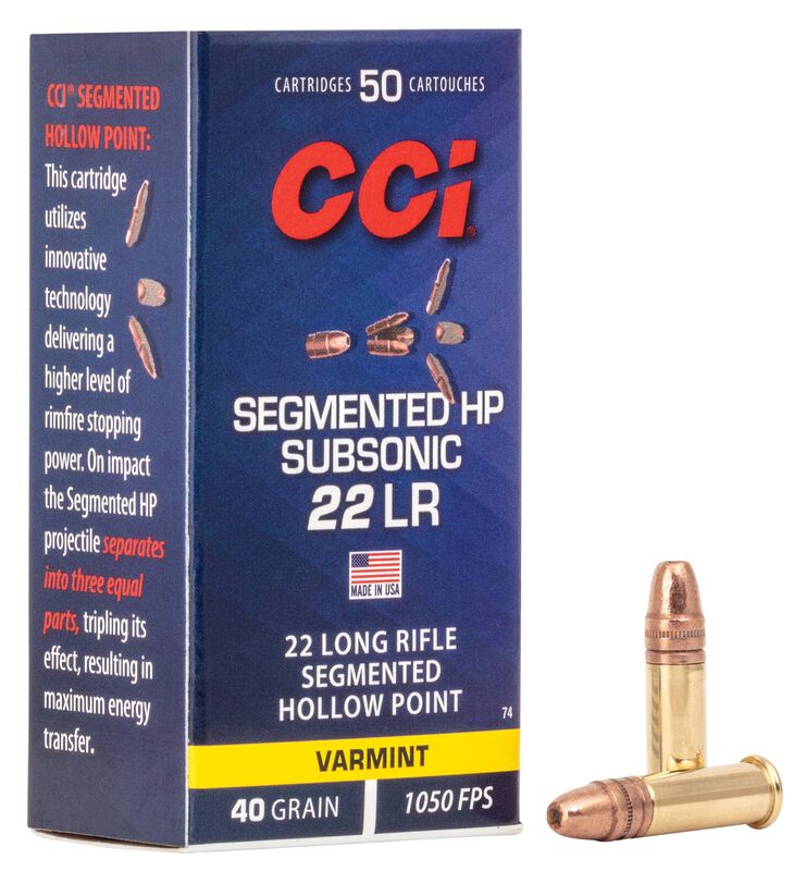 Segmented Hollow Point, 22 LR, 40 Grain, Segmented Hollow Point, 1050 fps