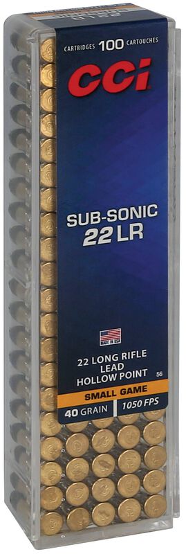 Sub-Sonic HP, 22 LR, 40 Grain, Lead Hollow Point, 1050 fps