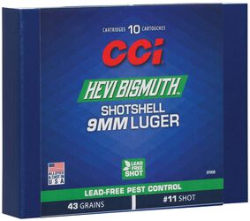 Pest Control Bismuth Shotshell, 9mm Luger, 11 Shot, 950 fps