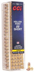 Short Hollow Point, 22 Short, 27 Grain, Copper Plated Hollow Point, 1105 fps