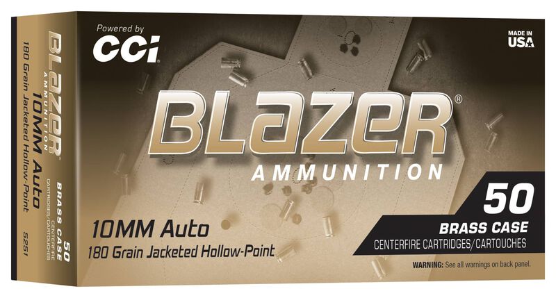 Blazer Brass HP, 10mm Auto, 180 Grain, Jacketed Hollow Point, 1175 fps