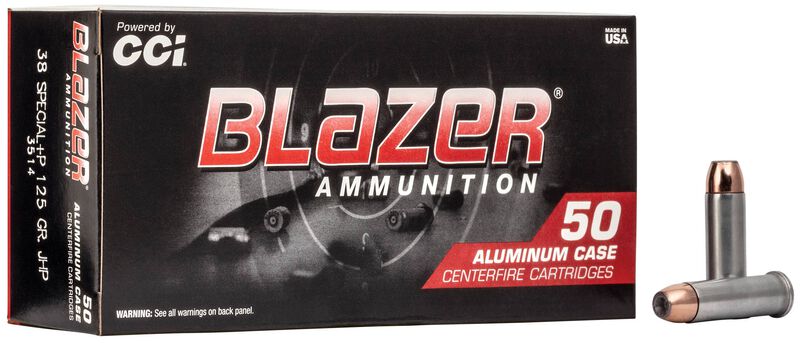 Blazer Aluminum, 38 Special +P, 125 Grain, Jacketed Hollow Point, 945 fps