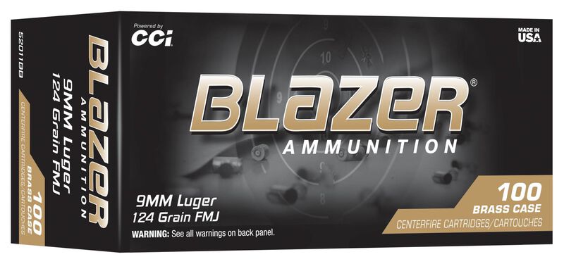 Blazer Brass, 9mm Luger, 124 Grain, Full Metal Jacket, 1090 fps