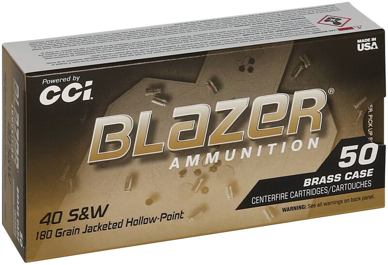 Blazer Brass HP, 40 S&amp;W, 180 Grain, Jacketed Hollow Point, 1015 fps
