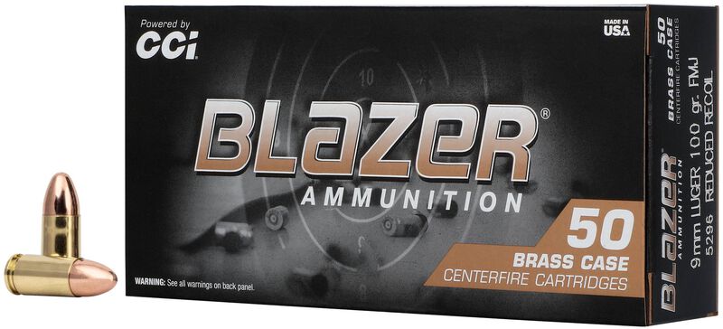 Blazer Brass, 9mm Luger, 100 Grain, Full Metal Jacket, 1130 fps