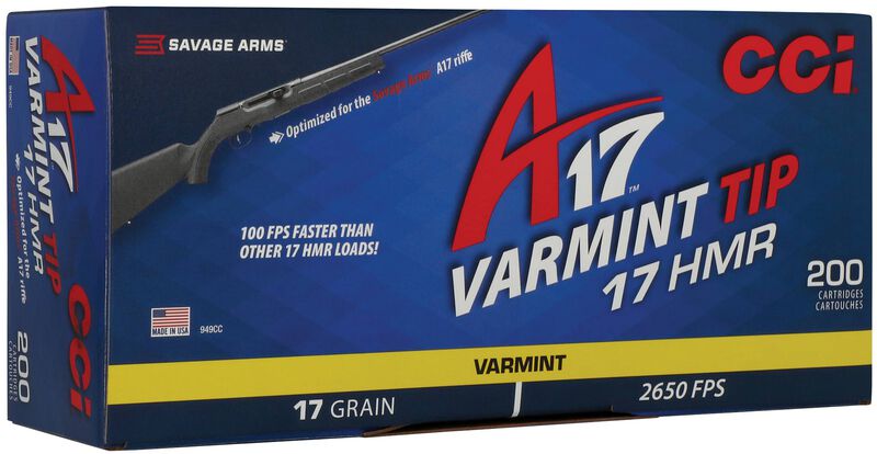 A17, 17 HMR, 17 Grain, Tipped Varmint, 2650 fps