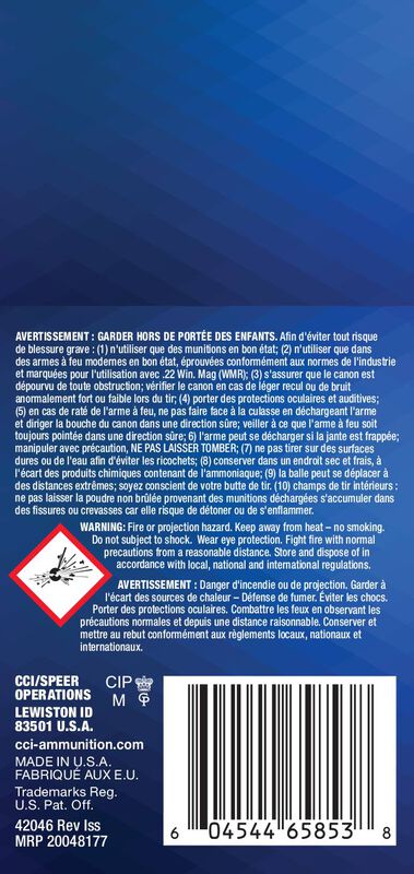 Maxi-Mag, 22 WMR, 40 Grain, Jacketed Hollow Point, 1875 fps