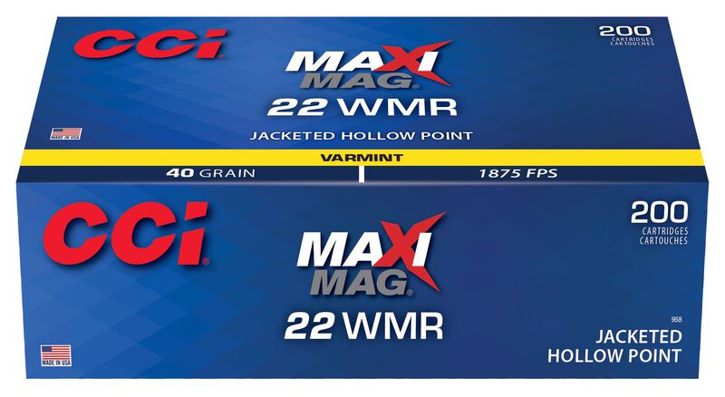 Maxi-Mag, 22 WMR, 40 Grain, Jacketed Hollow Point, 1875 fps