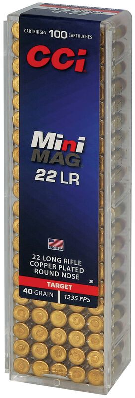 Target Mini-Mag, 22 LR, 40 Grain, Copper Plated Round Nose, 1235 fps