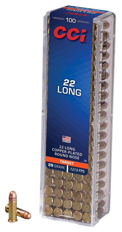 22 Long, 22 Long, 29 Grain, Copper Plated Round Nose, 1215 fps