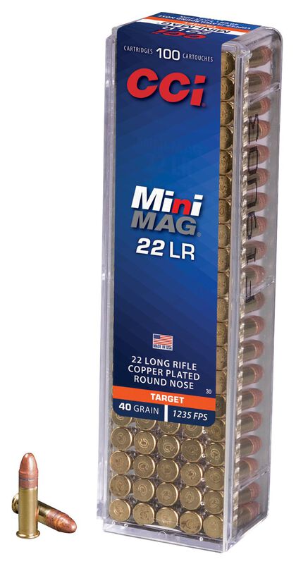Target Mini-Mag, 22 LR, 40 Grain, Copper Plated Round Nose, 1235 fps