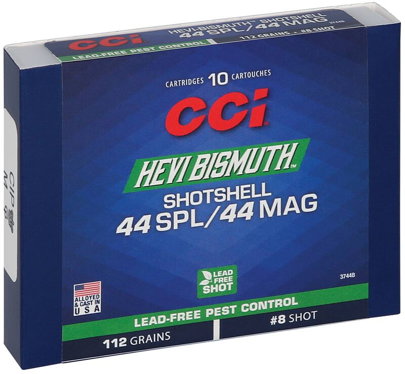 Pest Control Bismuth Shotshell, 44 Spl/Rem Mag, 8 Shot, 1050 fps