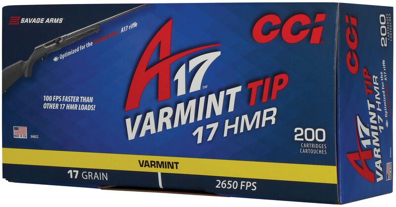 A17, 17 HMR, 17 Grain, Tipped Varmint, 2650 fps