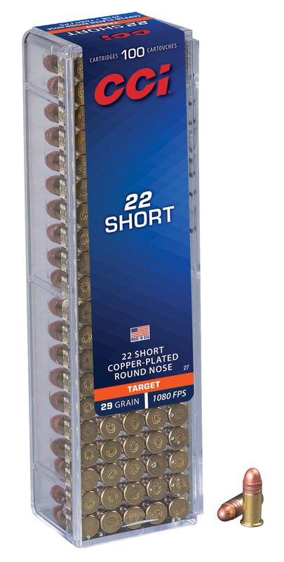 Short CPRN, 22 Short, 29 Grain, Lead Round Nose, 1080 fps