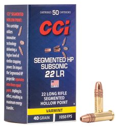 Segmented Hollow Point, 22 LR, 40 Grain, Segmented Hollow Point, 1050 fps