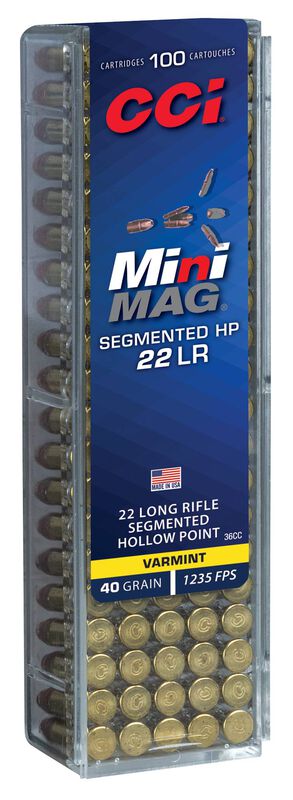 Mini-Mag Segmented HP, 22 LR, 40 Grain, Segmented Hollow Point, 1235 fps