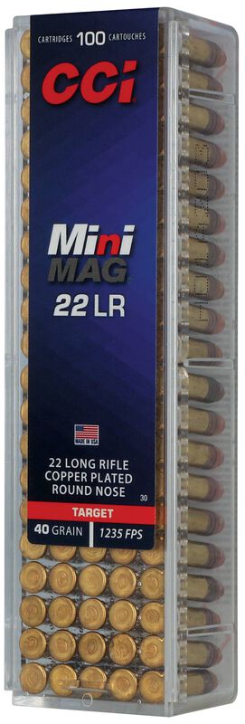 Target Mini-Mag, 22 LR, 40 Grain, Copper Plated Round Nose, 1235 fps