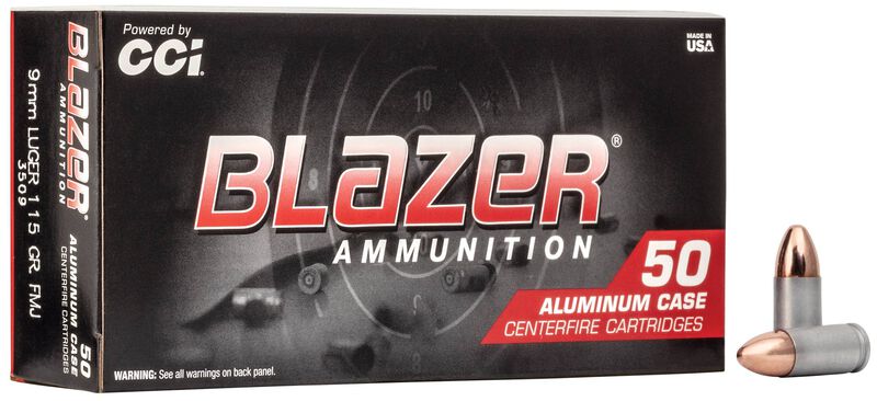 Blazer Aluminum, 9mm Luger, 115 Grain, Full Metal Jacket, 1145 fps