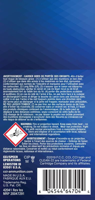 Clean-22 Suppressor, 22 LR, 45 Grain, Lead Round Nose, 1000 fps