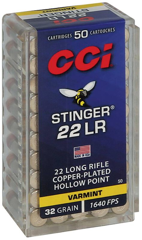 Stinger, 22 LR, 32 Grain, Copper Plated Hollow Point, 1640 fps
