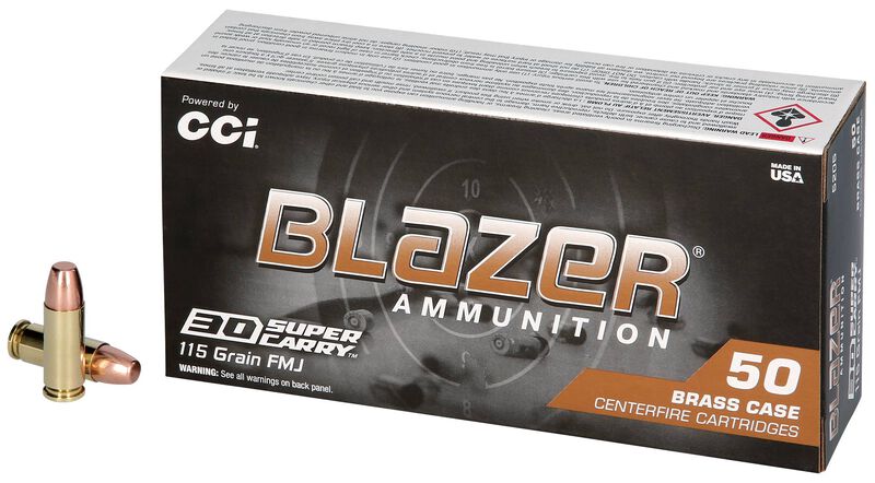 Blazer Brass, 30 Super Carry, 115 Grain, Full Metal Jacket Flat Nose, 1150 fps