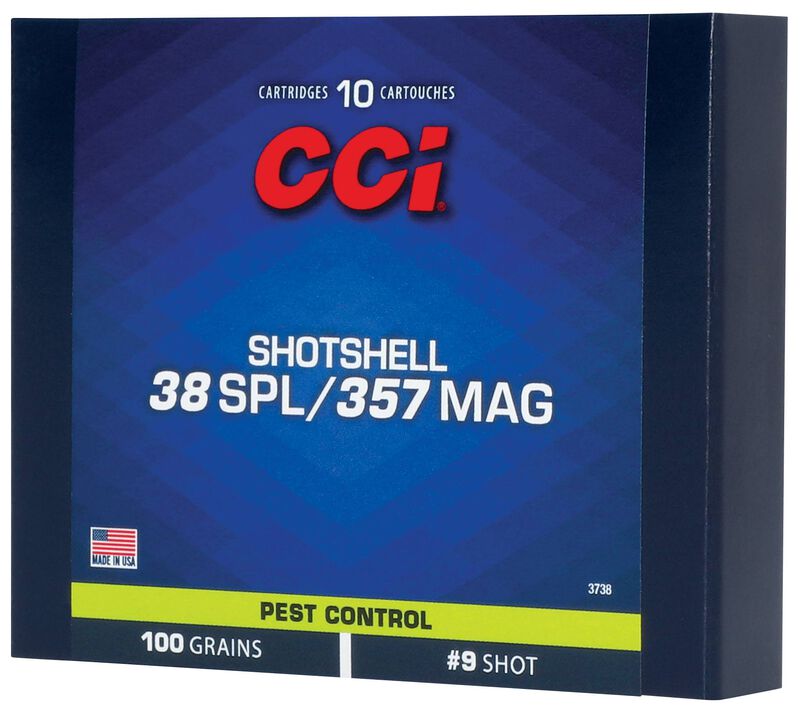 Pest Control Shotshell, 38 Spl/357 Mag, 9 Shot, 1050 fps