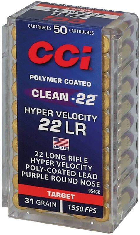 Clean-22 Hyper Velocity, 22 LR, 31 Grain, Poly-Coated Round Nose, 1550 fps