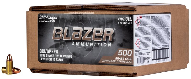 Blazer Brass, 9mm Luger, 115 Grain, Full Metal Jacket, 1145 fps