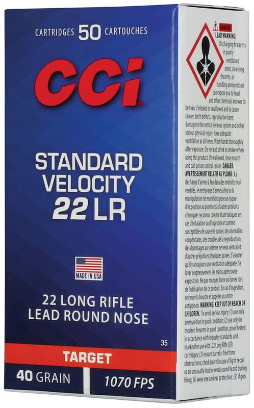 Standard Velocity, 22 LR, 40 Grain, Lead Round Nose, 1070 fps