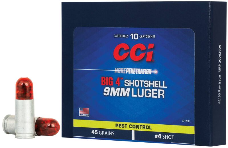 Pest Control Big 4&trade; Shotshell, 9mm Luger, 4 Shot, 1000 fps