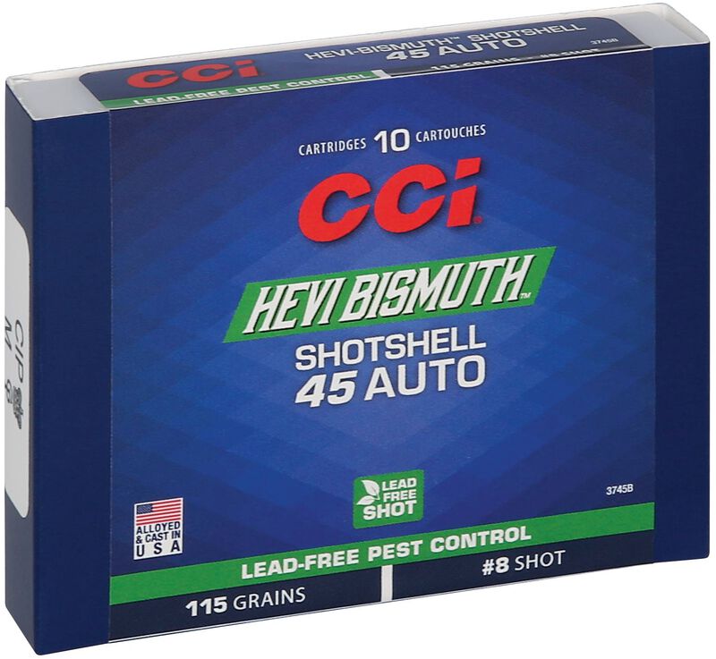 Pest Control Bismuth Shotshell, 45 Auto, 8 Shot, 1150 fps