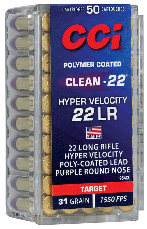 Clean-22 Hyper Velocity, 22 LR, 31 Grain, Poly-Coated Round Nose, 1550 fps