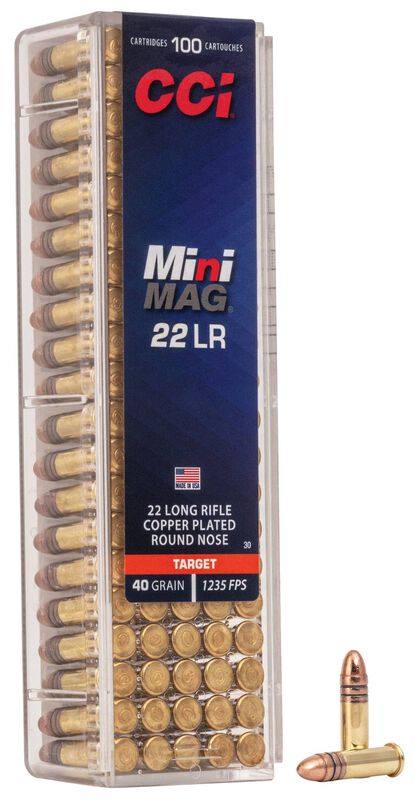 Target Mini-Mag, 22 LR, 40 Grain, Copper Plated Round Nose, 1235 fps
