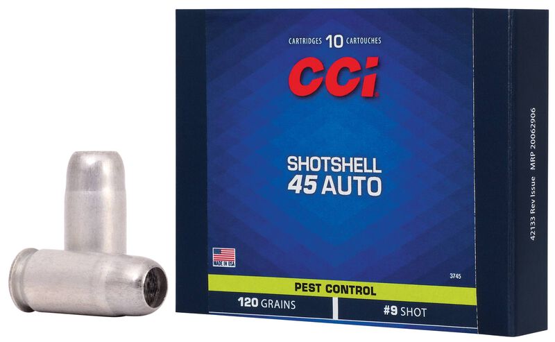 Pest Control Shotshell, 45 Auto, 9 Shot, 1100 fps