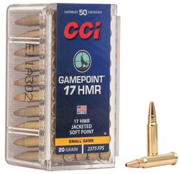 Gamepoint, 17 HMR, 20 Grain, Jacketed Soft Point, 2375 fps